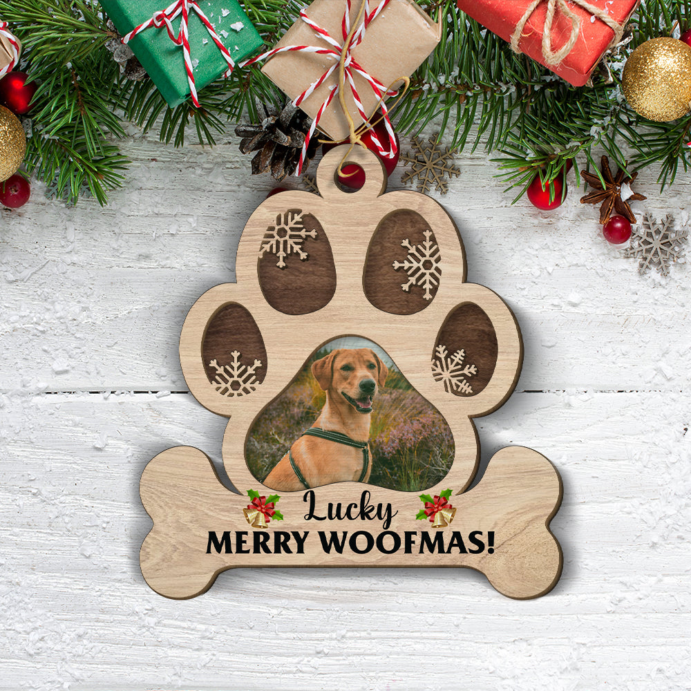 Merry Woofmas - Personalized 2-layered Wood Ornament