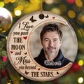 Past The Moon - Personalized Circle Ceramic Christmas Ornament