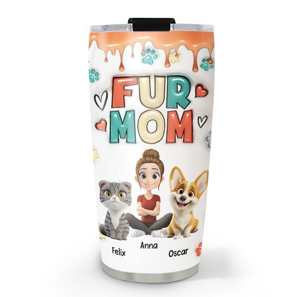 Custom Christmas Birthday Gifts For Pet Mom, Pet Lovers • Cute Mom Of Pets - Personalized 3D Inflated Effect Tumbler