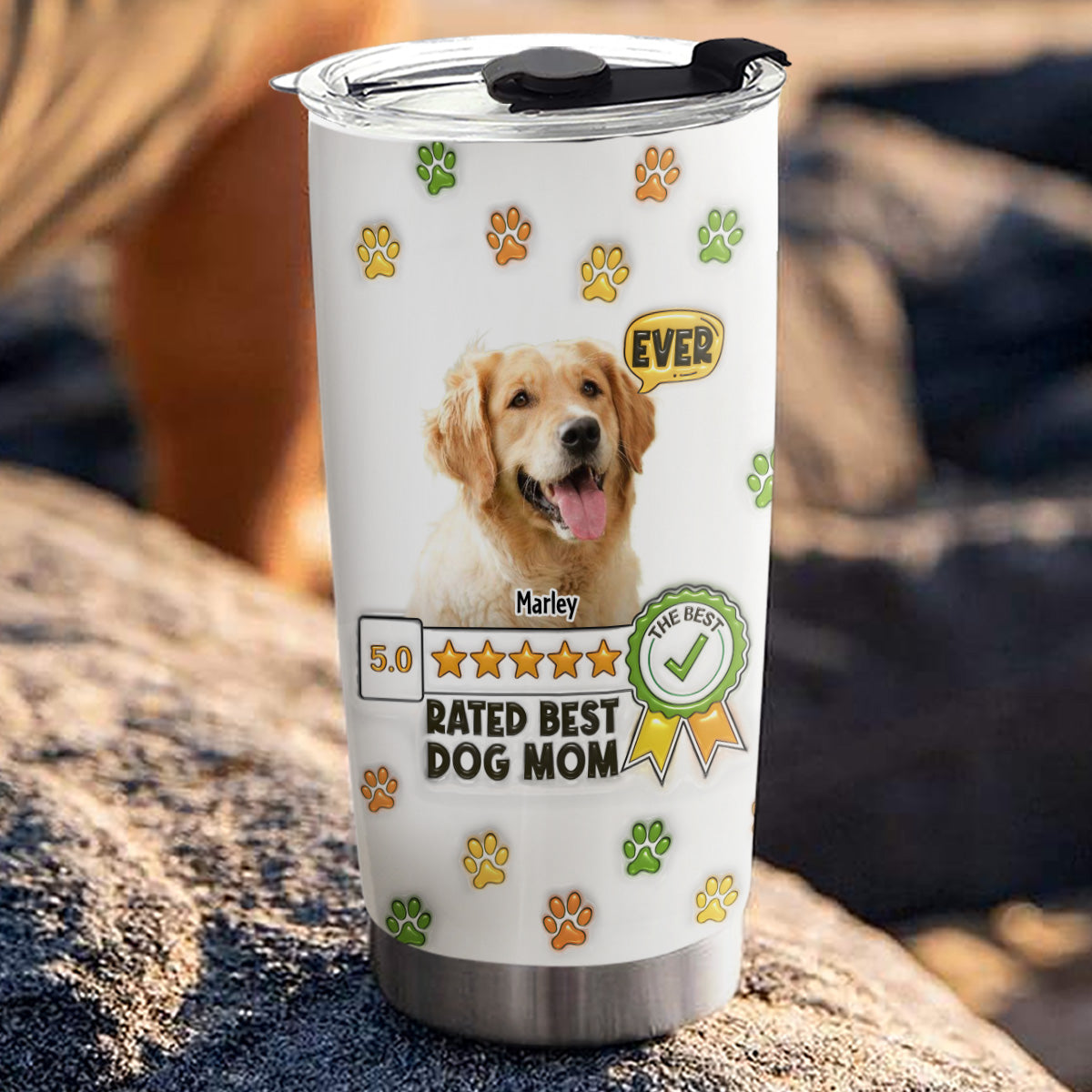 Custom Christmas Birthday Gifts For Pet Lovers • The Best Dog Mom Ever Photo - Personalized 3D Inflated Effect Tumbler