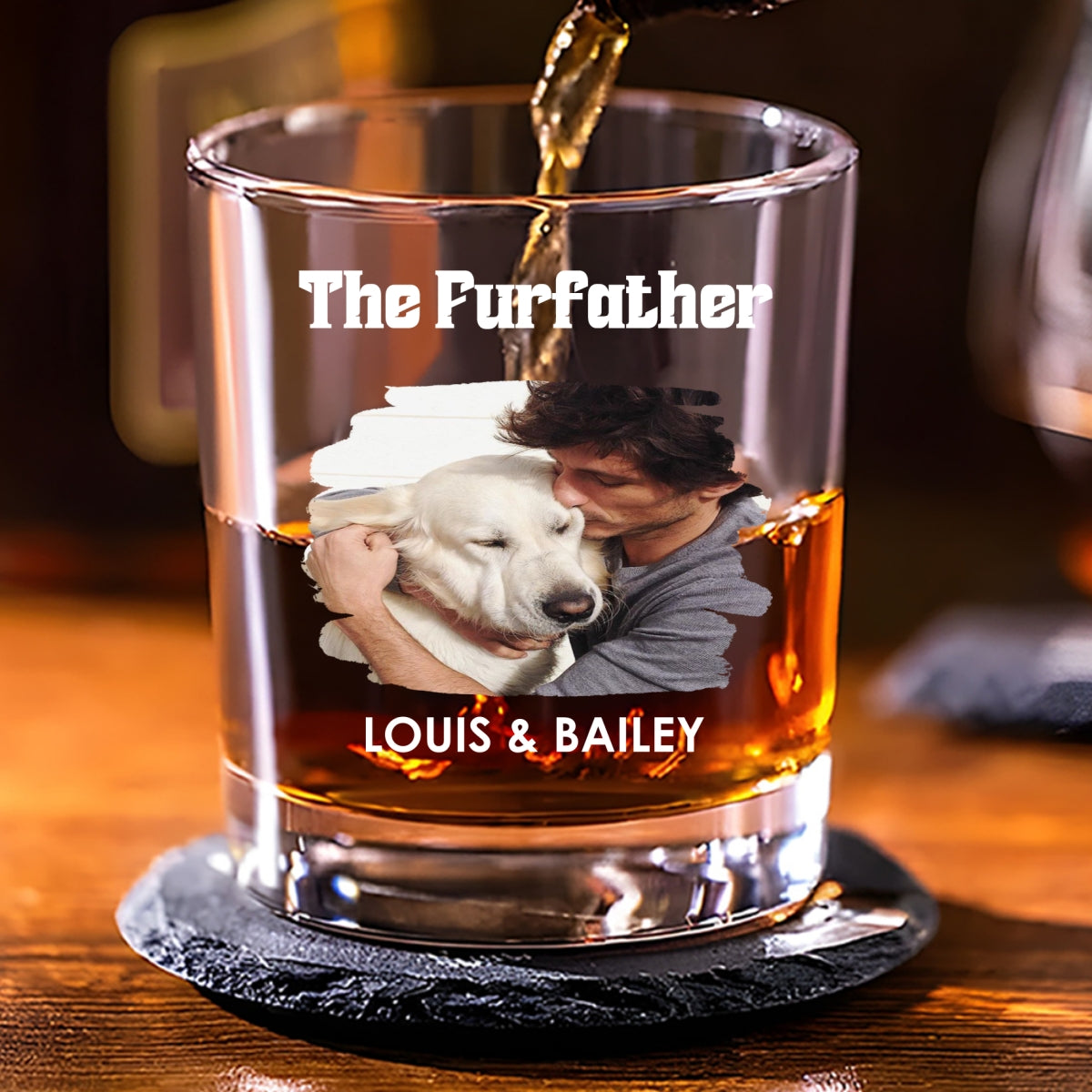 The Furfather Cartoon Version 2 Photo - Personalized Whiskey Glass