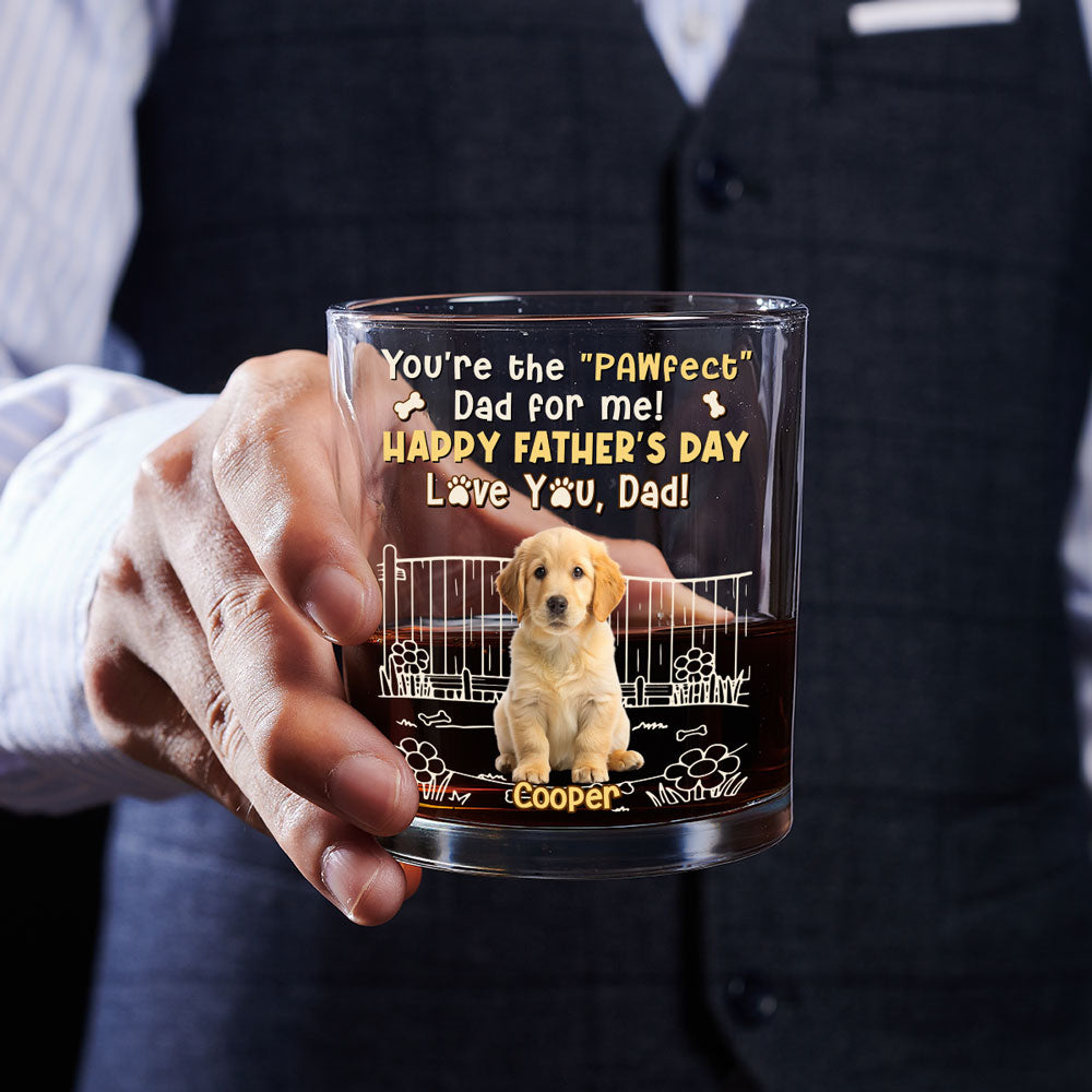 Our Pawfect Dad Photo - Personalized Whiskey Glass