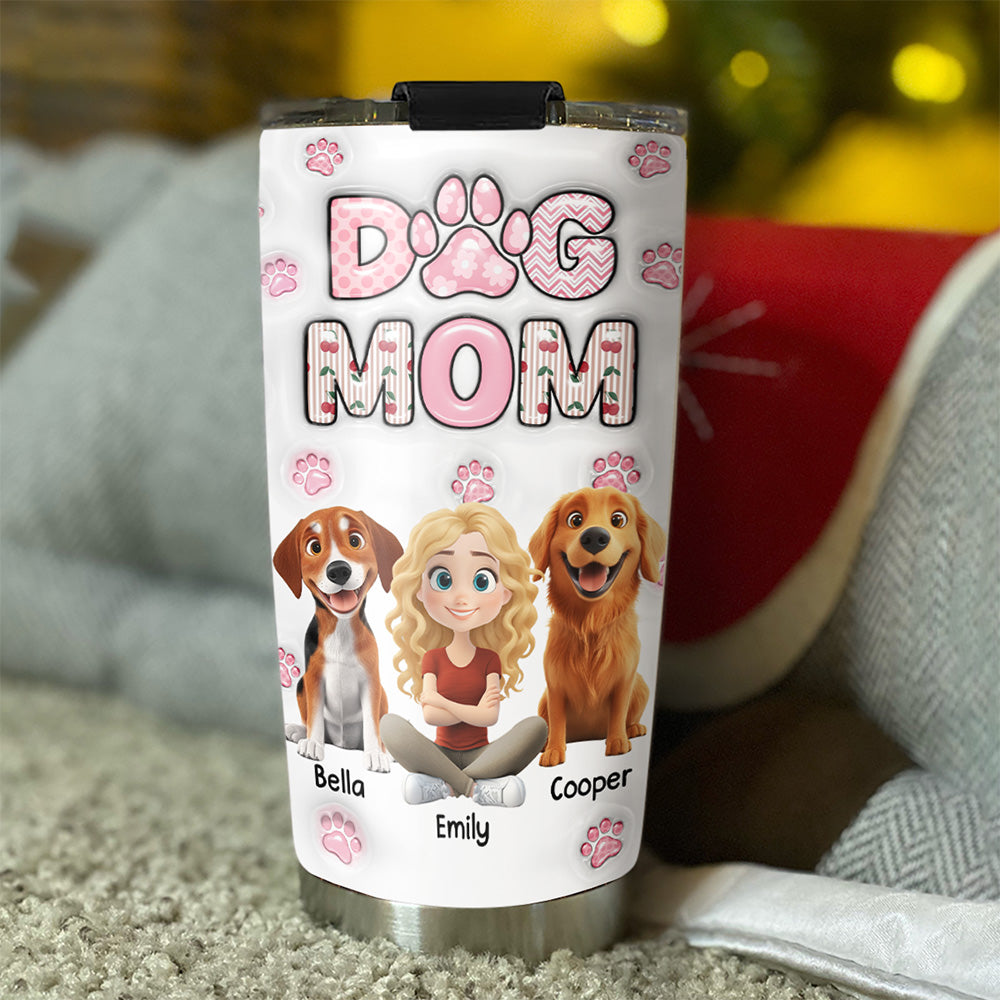Custom Christmas Birthday Gifts For Dog Mom, Dog Lovers • Cherry On Top Version 2 - Personalized 3D Inflated Effect Tumbler