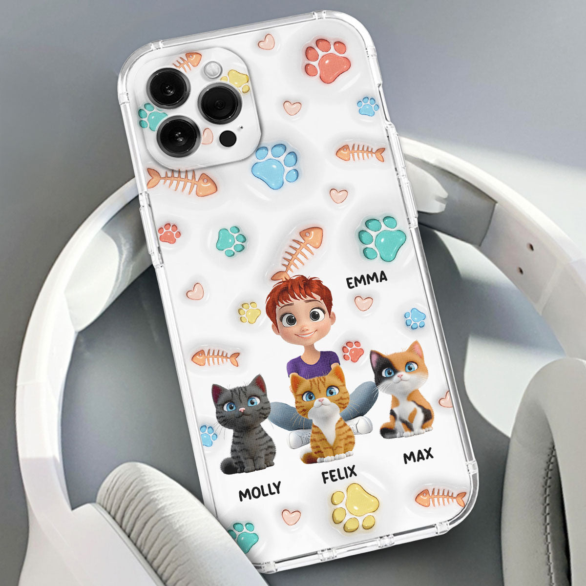 Cute Cat Mom Paw - Personalized 3D Inflated Effect Phone Case