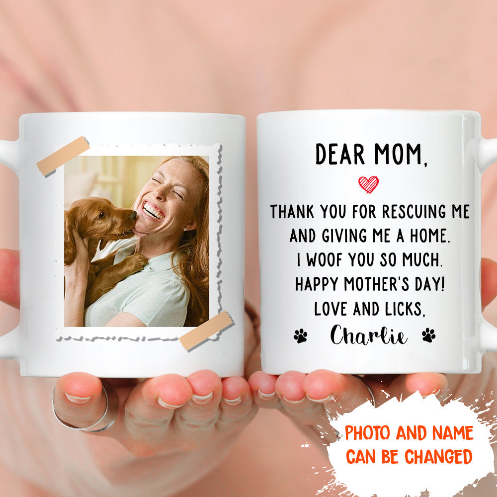Custom Photo Christmas Birthday Gifts For Dog Lovers • Thank You For Rescuing Me - Personalized Photo Coffee Mug