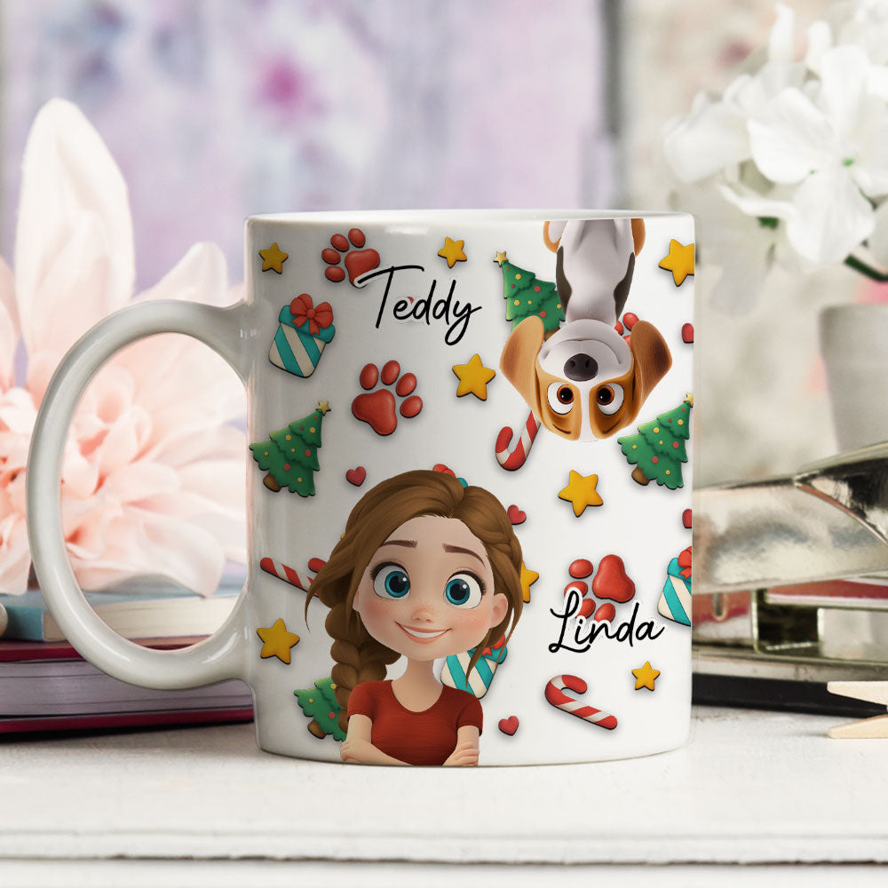 Custom Christmas Birthday Gifts For Dog Mom, Dog Lovers • Dog And Human Christmas Cartoon - Personalized Coffee Mug