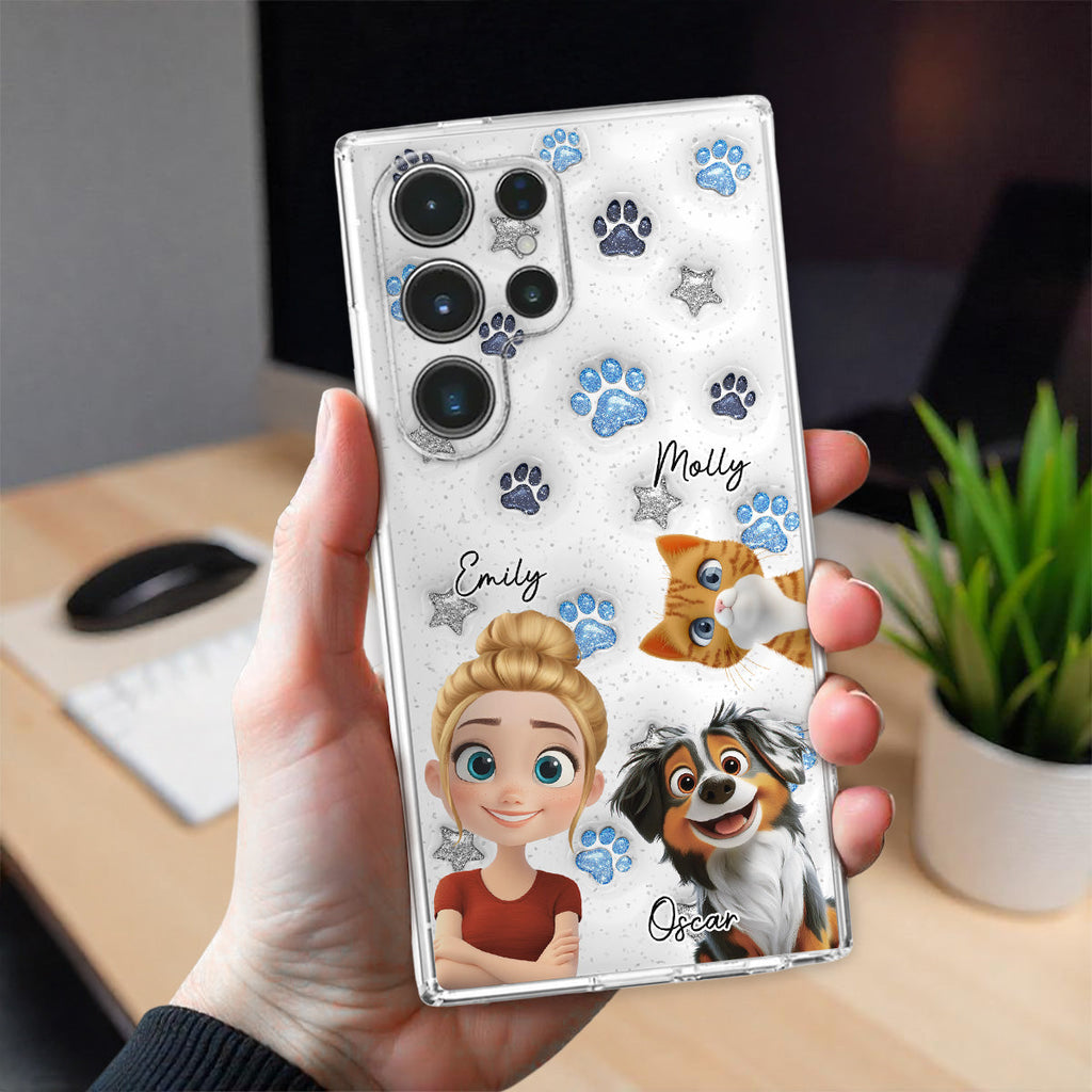 Fur Mom Dad Blue Star - Personalized 3D Inflated Effect Phone Case