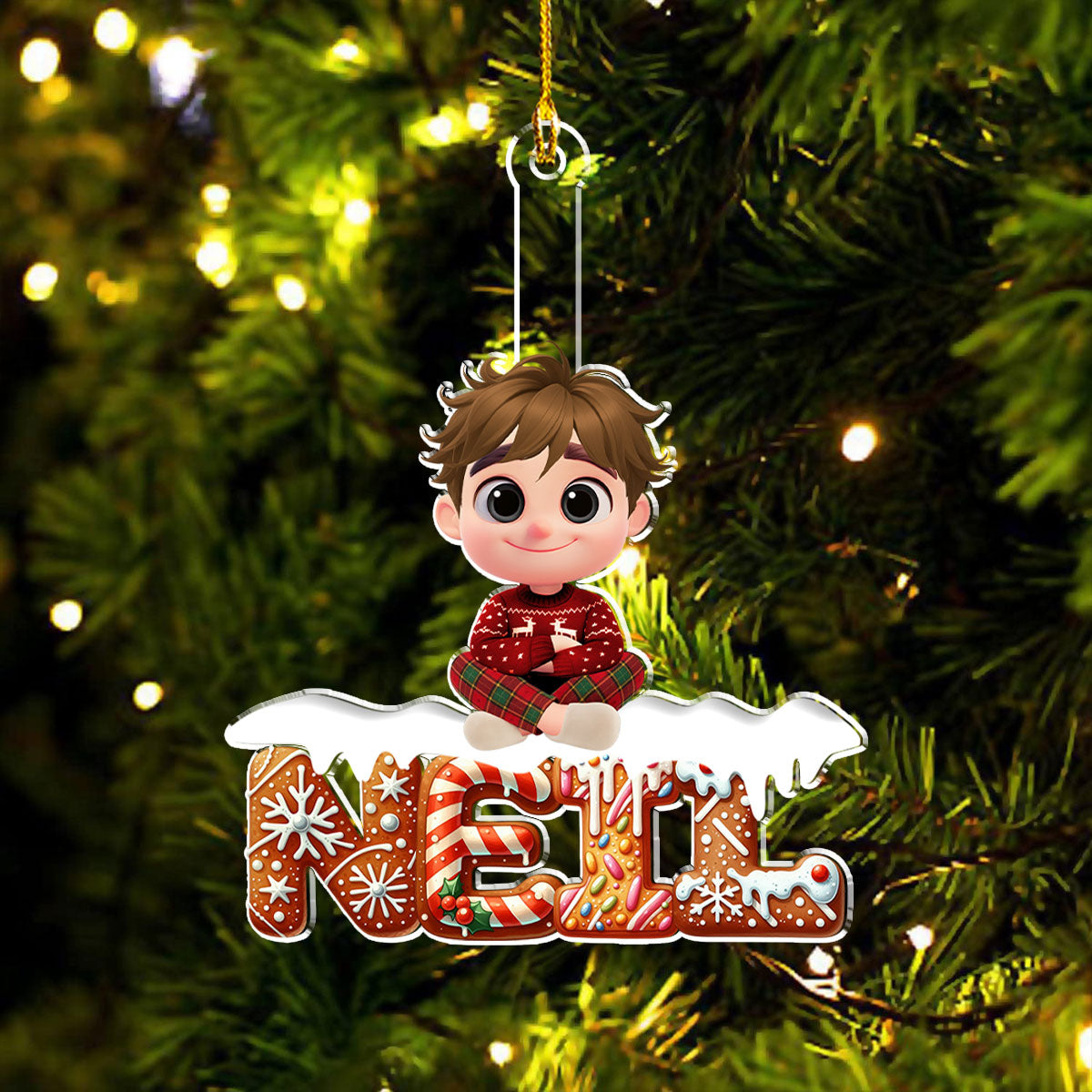 Family Member Gingerbread Name - Personalized Acrylic Ornament
