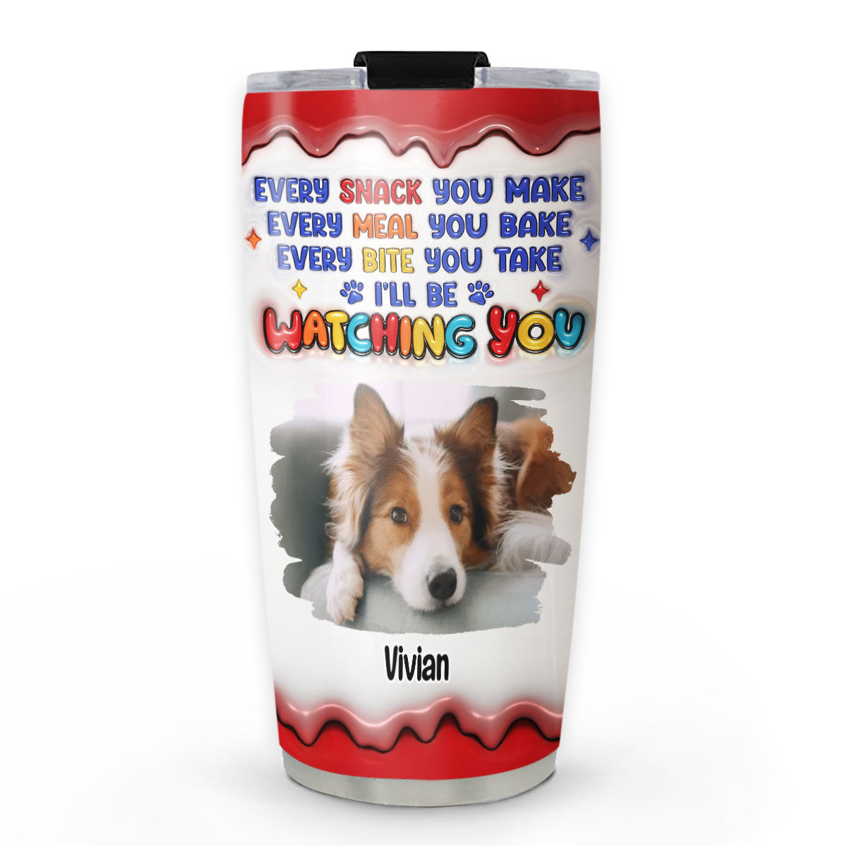 Custom Christmas Birthday Gifts For Pet Lovers • Cheeky Pup Photo - Personalized 3D Inflated Effect Tumbler
