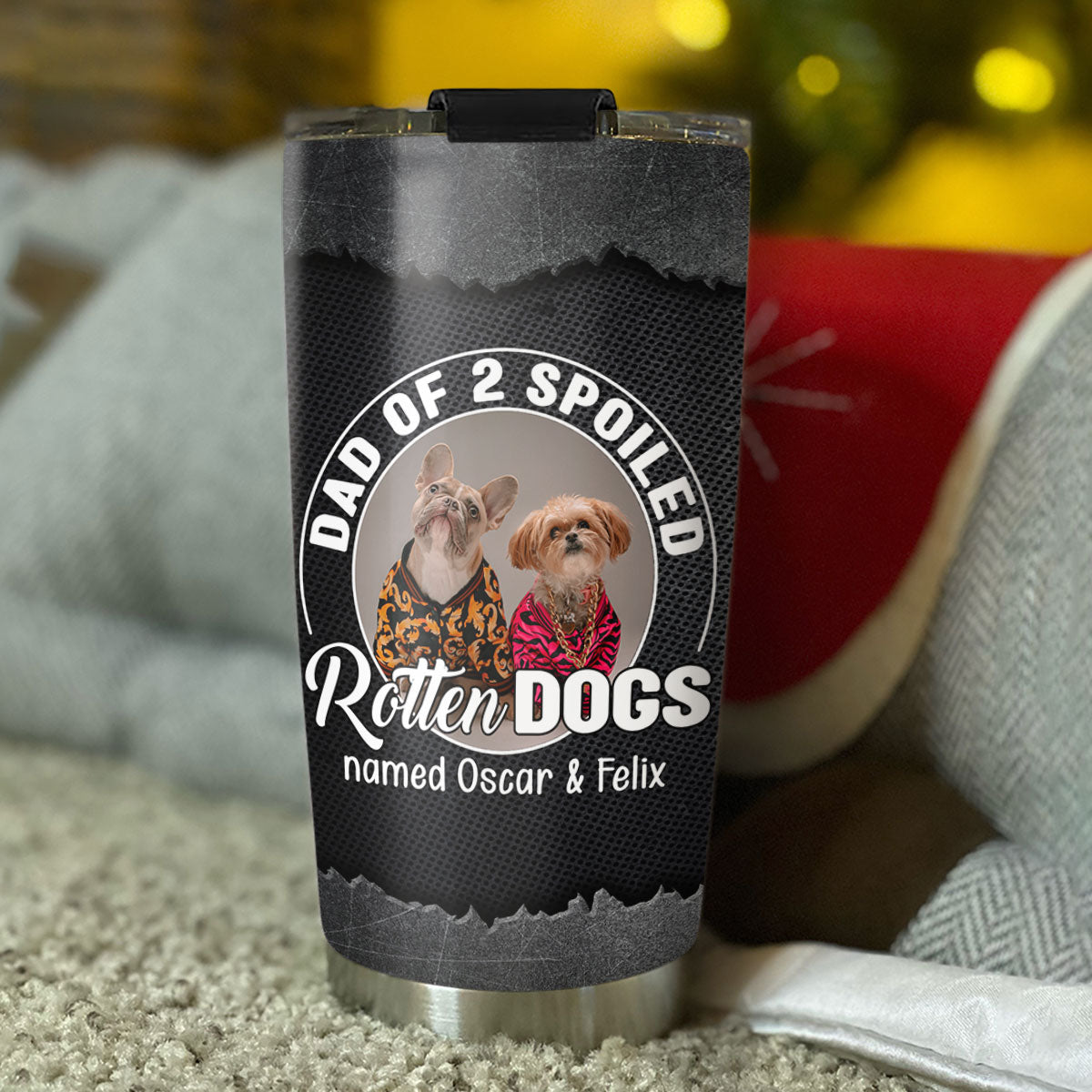Custom Photo Father's day Birthday Gifts For Dog Dad, Dog Lovers • Rotten Dog Cartoon Photo - Personalized Tumbler