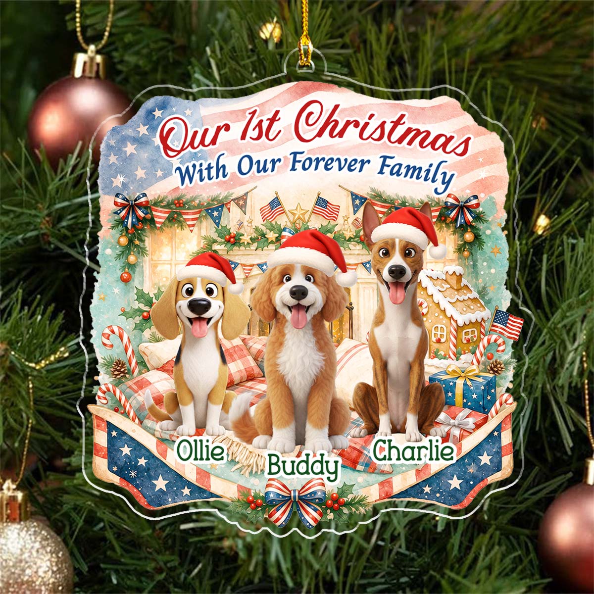 Custom Christmas Decor Home Birthday Gifts For Dog Mom, Dog Lovers • Our Pup Is First Noel - Personalized Acrylic Ornament