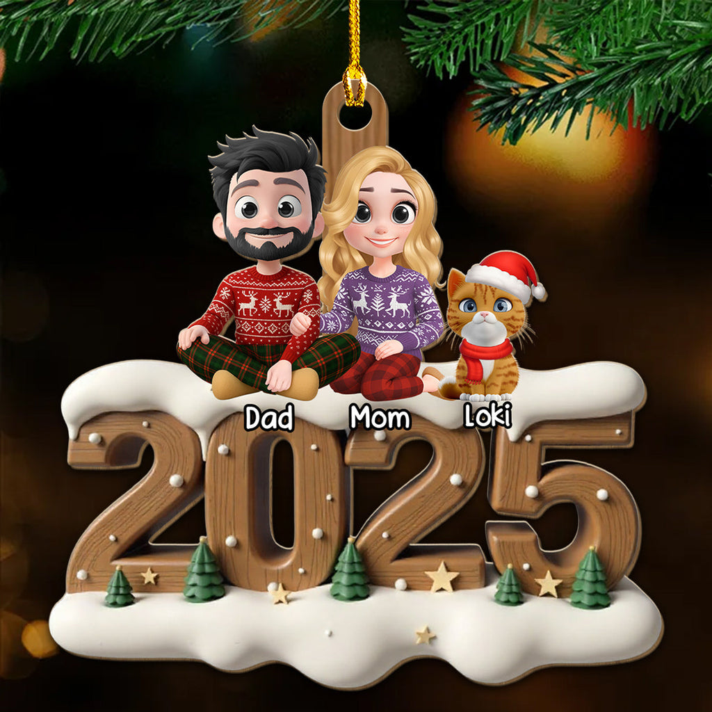 As A Family With Fur Babies Extended Ver - Personalized 3D Effect Wood Ornament