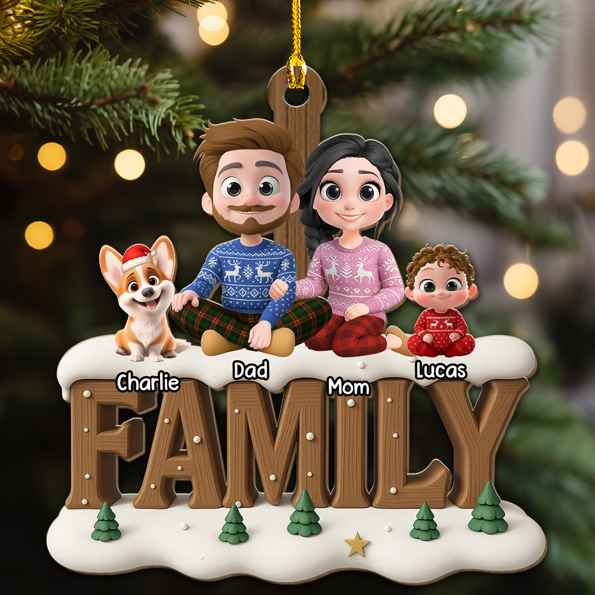 Custom Christmas Decor Home Birthday Gifts For Dog Lovers • Family Bond Now Onwards - Personalized 3D Effect Wood Ornament