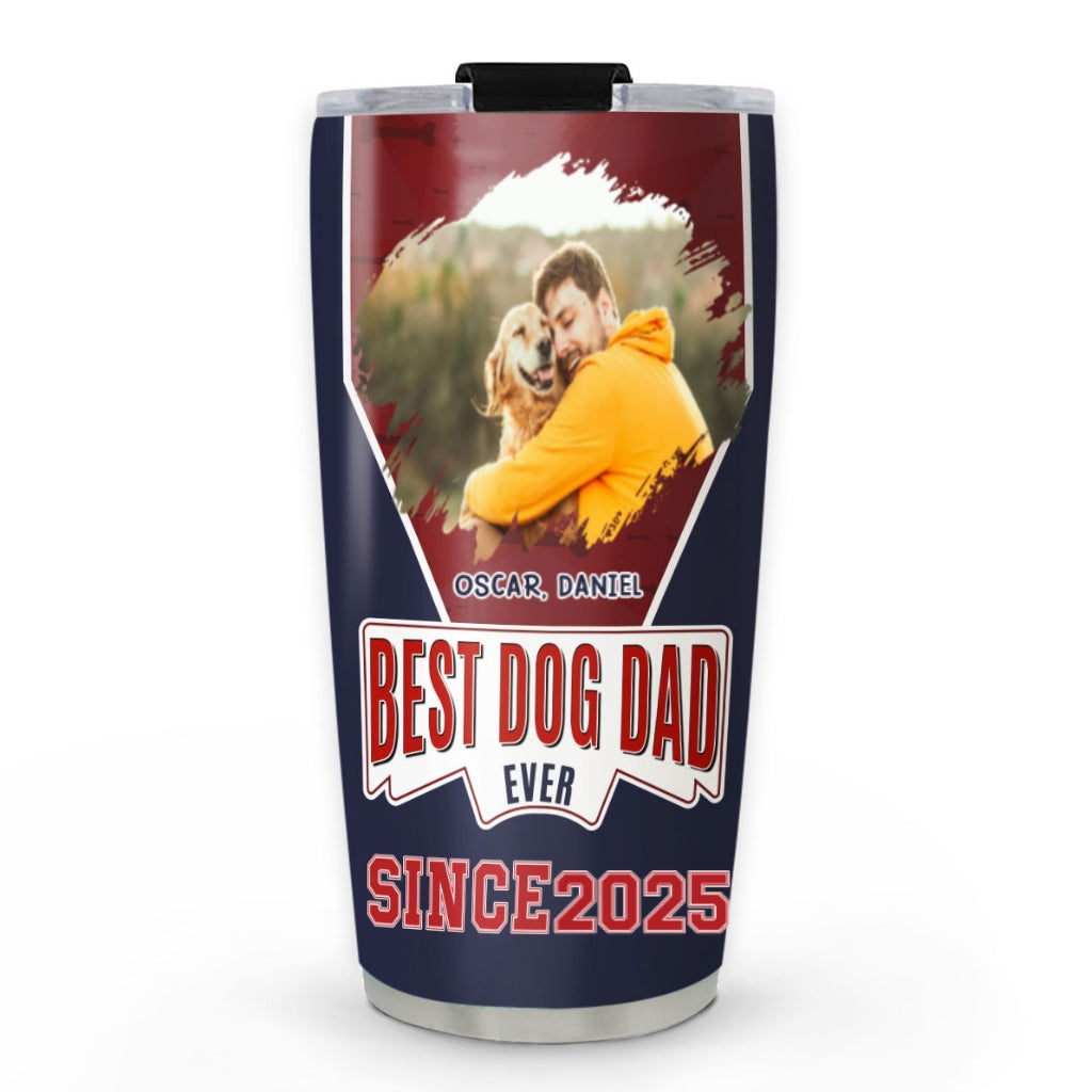 Custom Photo Father's day Birthday Gifts For Dog Dad, Dog Lovers • Best Dog Dad Since Photo - Personalized Tumbler