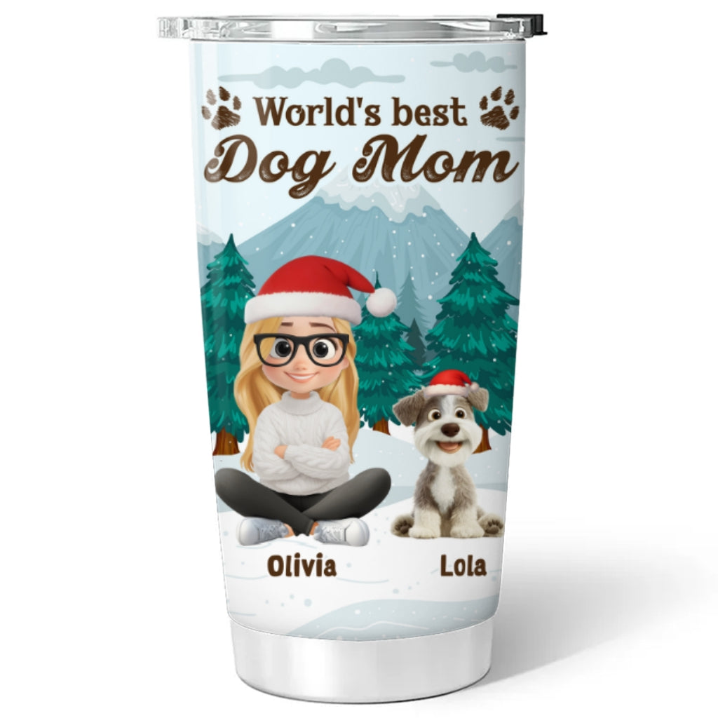 Custom Christmas Birthday Gifts For Dog Mom, Dog Lovers • Winter View From Dog Mom - Personalized Tumbler