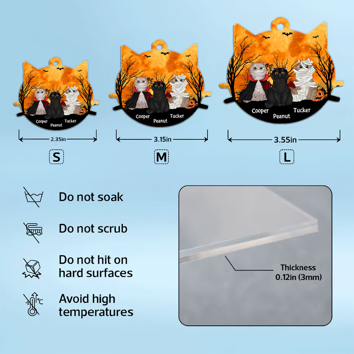 Halloween Cat Face - Personalized Acrylic Keychain