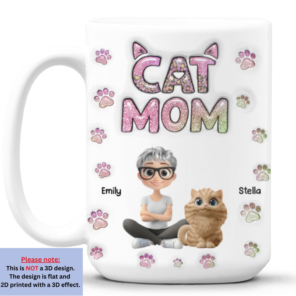 Custom Christmas Birthday Gifts For Dog Mom, Dog Lovers • Cat Mom Lovely Chibi - Personalized 3D Inflated Effect Mug
