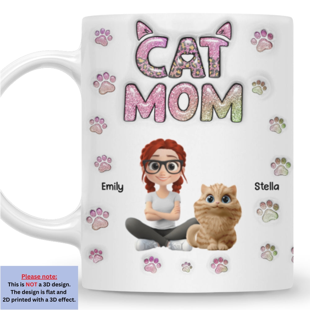 Custom Christmas Birthday Gifts For Dog Mom, Dog Lovers • Cat Mom Lovely Chibi - Personalized 3D Inflated Effect Mug