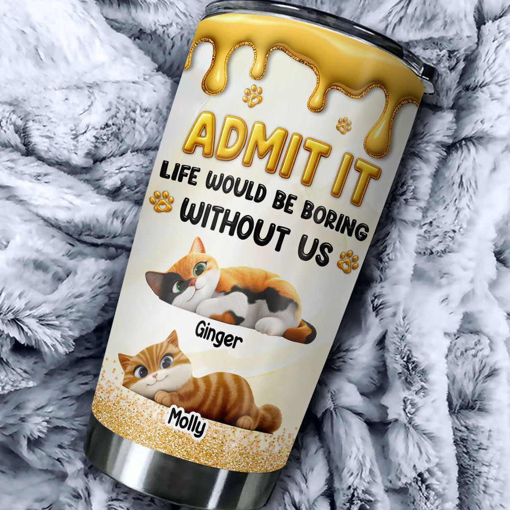 Custom Christmas Birthday Gifts For Cat Lovers • Love You Longer Cat Version - Personalized 3D Effect Tumbler