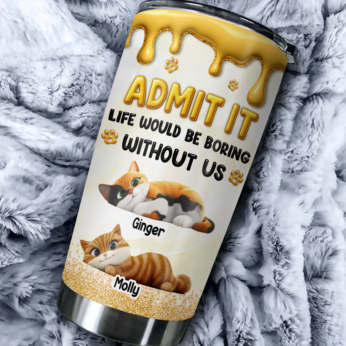 Custom Christmas Birthday Gifts For Cat Lovers • Love You Longer Cat Version - Personalized 3D Effect Tumbler