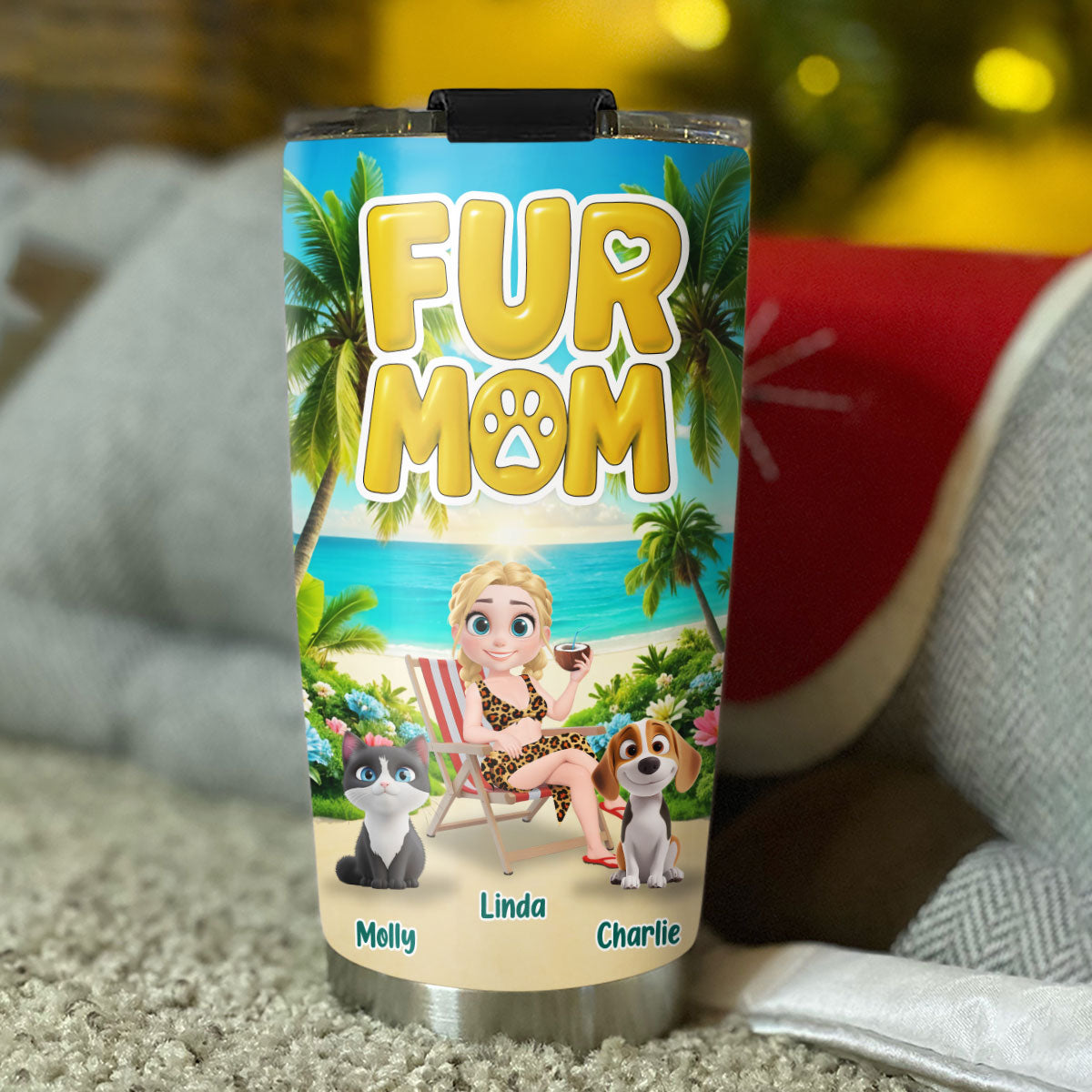 Custom Christmas Birthday Gifts For Pet Mom, Pet Lovers • Fur Babies Mom Summer - Personalized Tumbler