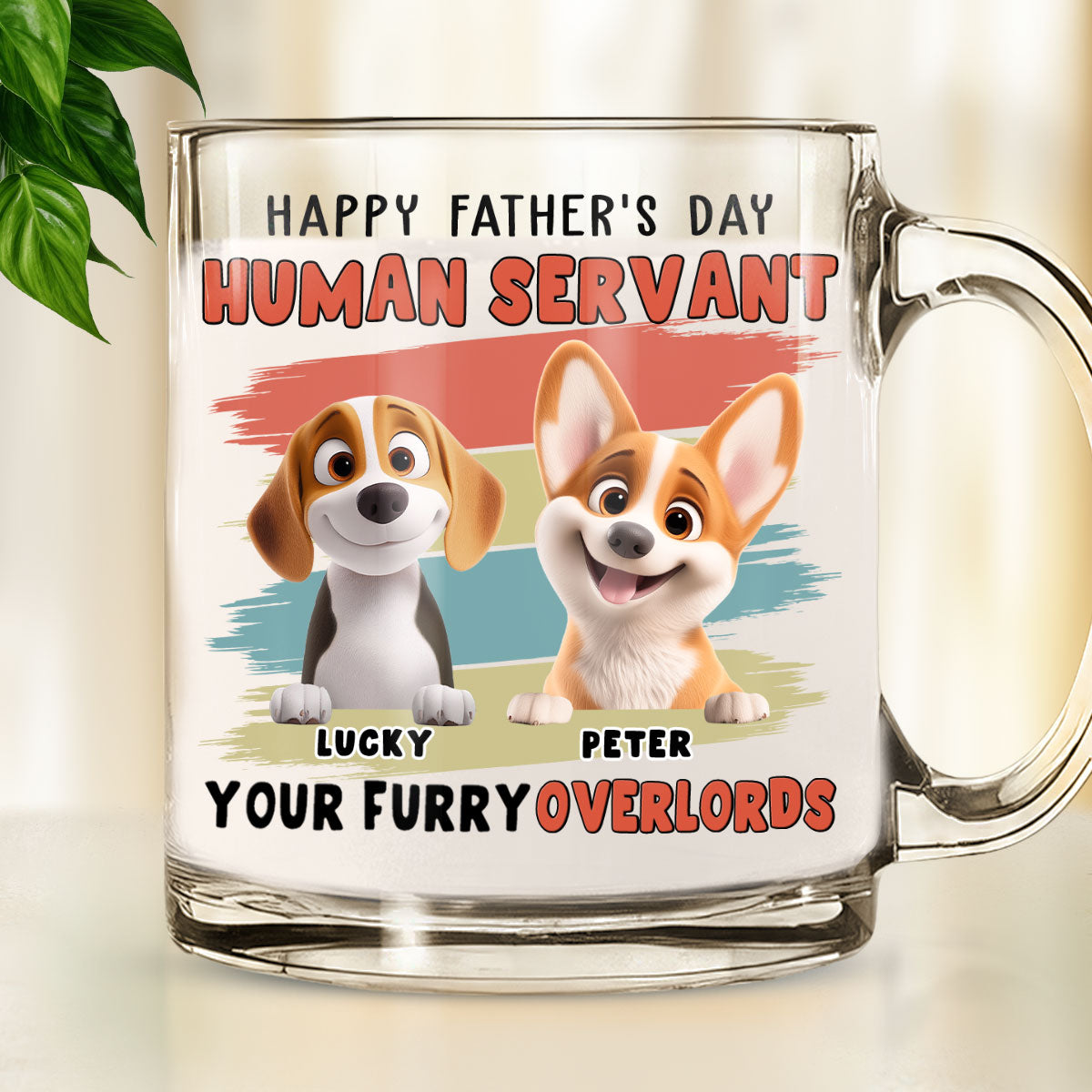 Custom Father's day Birthday Gifts For Dog Dad, Dog Lovers • Your Furry Overlords Dog Ver - Personalized Glass Mug