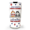 Custom Mother's day Birthday Gifts For Pet Mom, Pet Lovers • Meowy Catmas To Human Servant Ver 2 - Personalized 3D Inflated Effect Tumbler