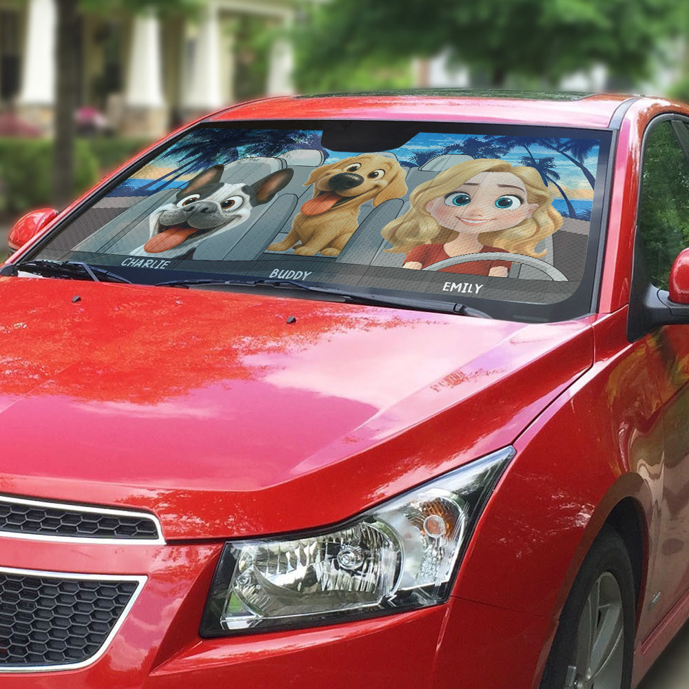 Trip With My Dogs - Personalized Car Sunshade