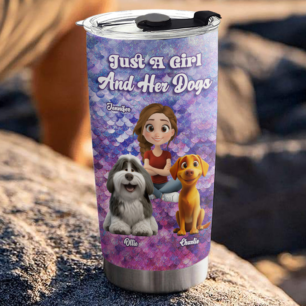 Custom Christmas Birthday Gifts For Dog Mom, Dog Lovers • Sequin Effect Dog Mom - Personalized 3D Effect Tumbler