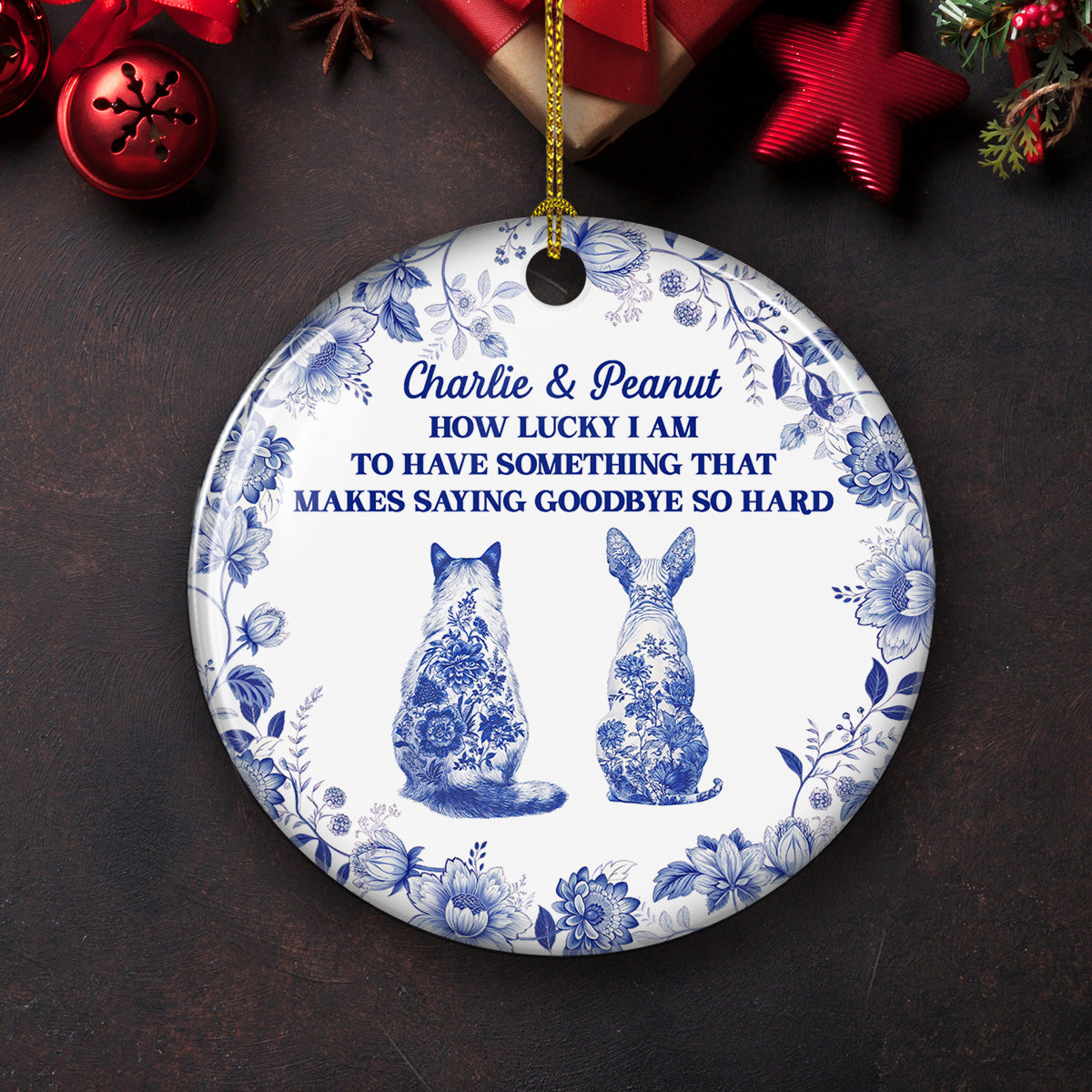 Custom Christmas Decor Home Birthday Gifts For Cat Lovers • Hard To Say - Personalized Ceramic Ornament
