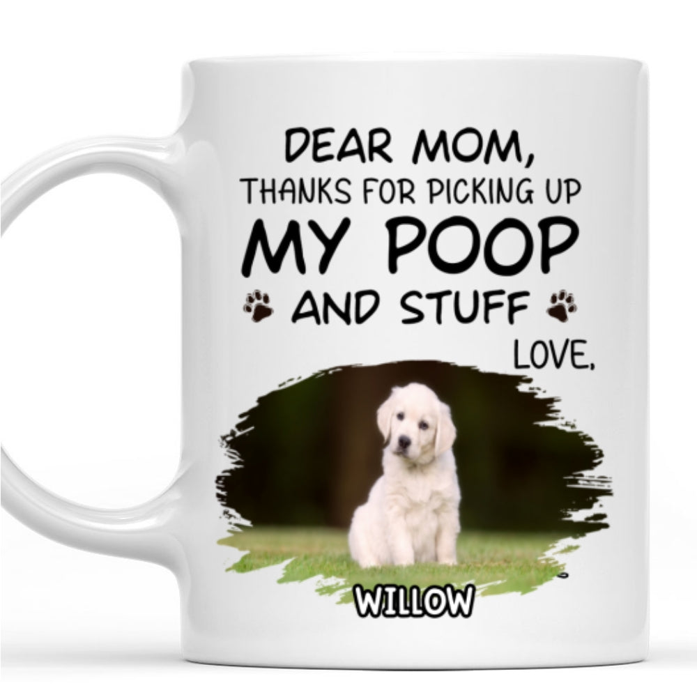 Custom Photo Christmas Birthday Gifts For Dog Lovers • Picking Up My Poop Cartoon Photo - Personalized Coffee Mug