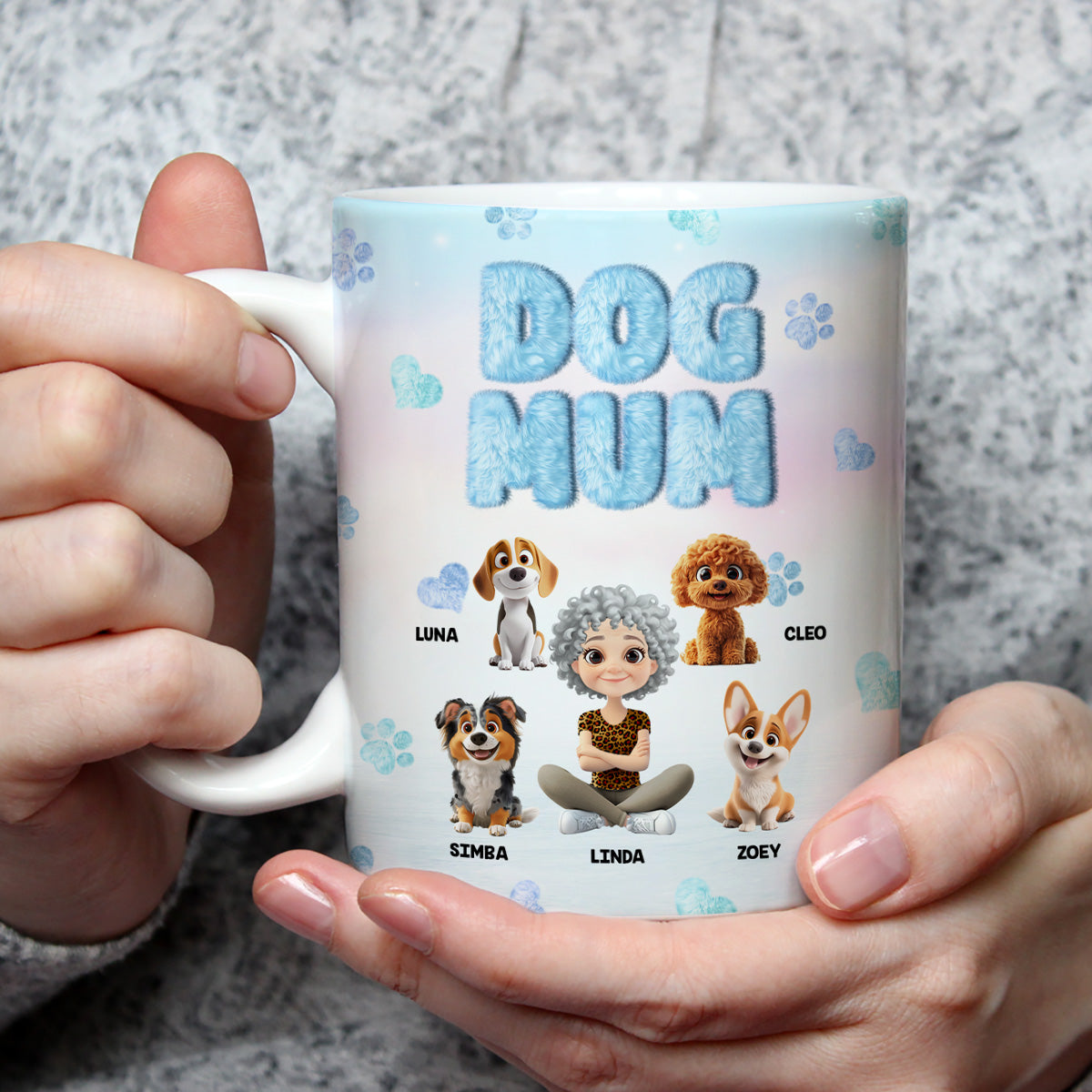 Custom Christmas Birthday Gifts For Dog Mom, Dog Lovers • Fluffy Dog Mom - Personalized 3D Inflated Effect Mug