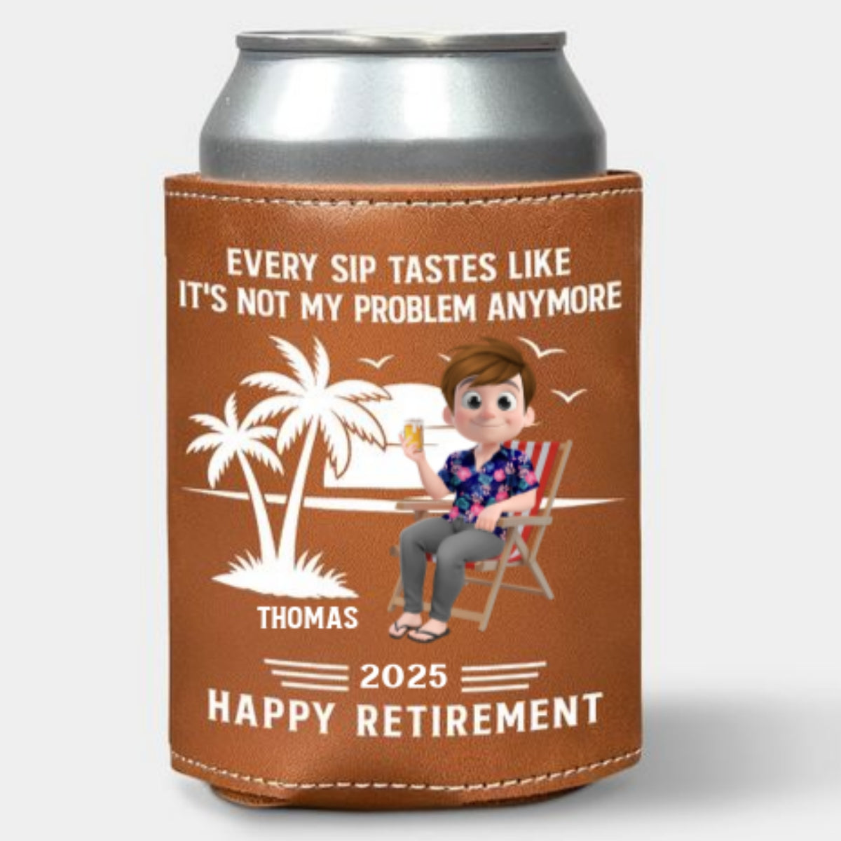 Tastes Like A Retired Legend In Every Sip - Personalized Leather Can Cooler Holder