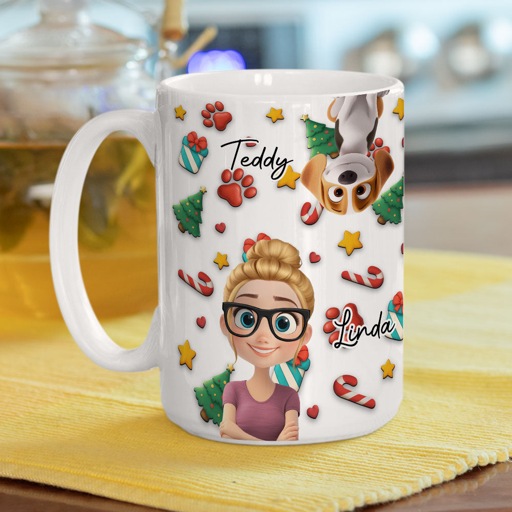 Custom Christmas Birthday Gifts For Dog Mom, Dog Lovers • Dog And Human Christmas Cartoon - Personalized Coffee Mug