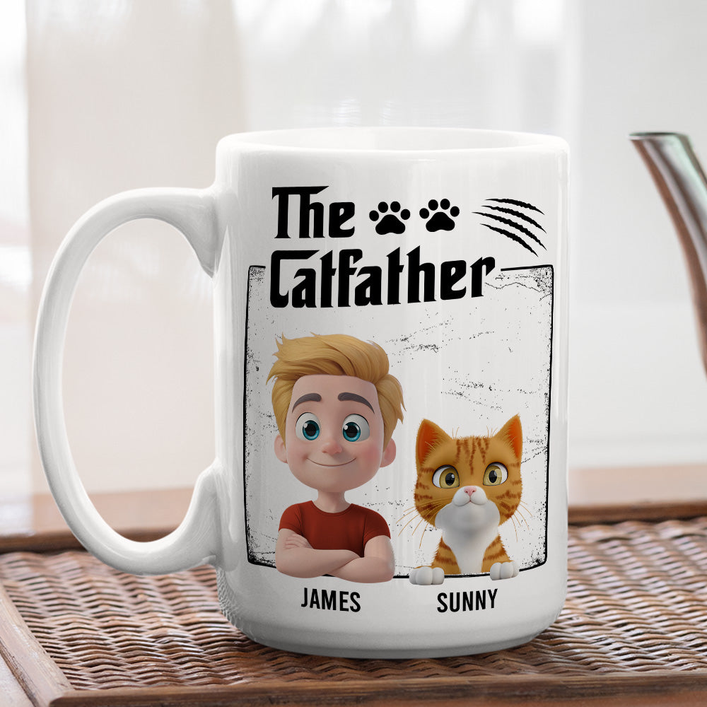 Custom Father's day Birthday Gifts For Cat Dad, Cat Lovers • The Catfather - Personalized Coffee Mug