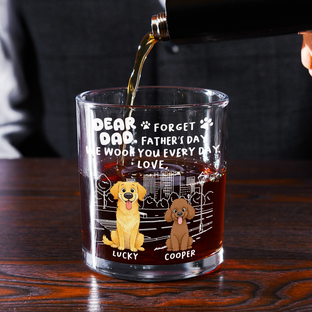 Forget Stylized Dog Dad - Personalized Whiskey Glass