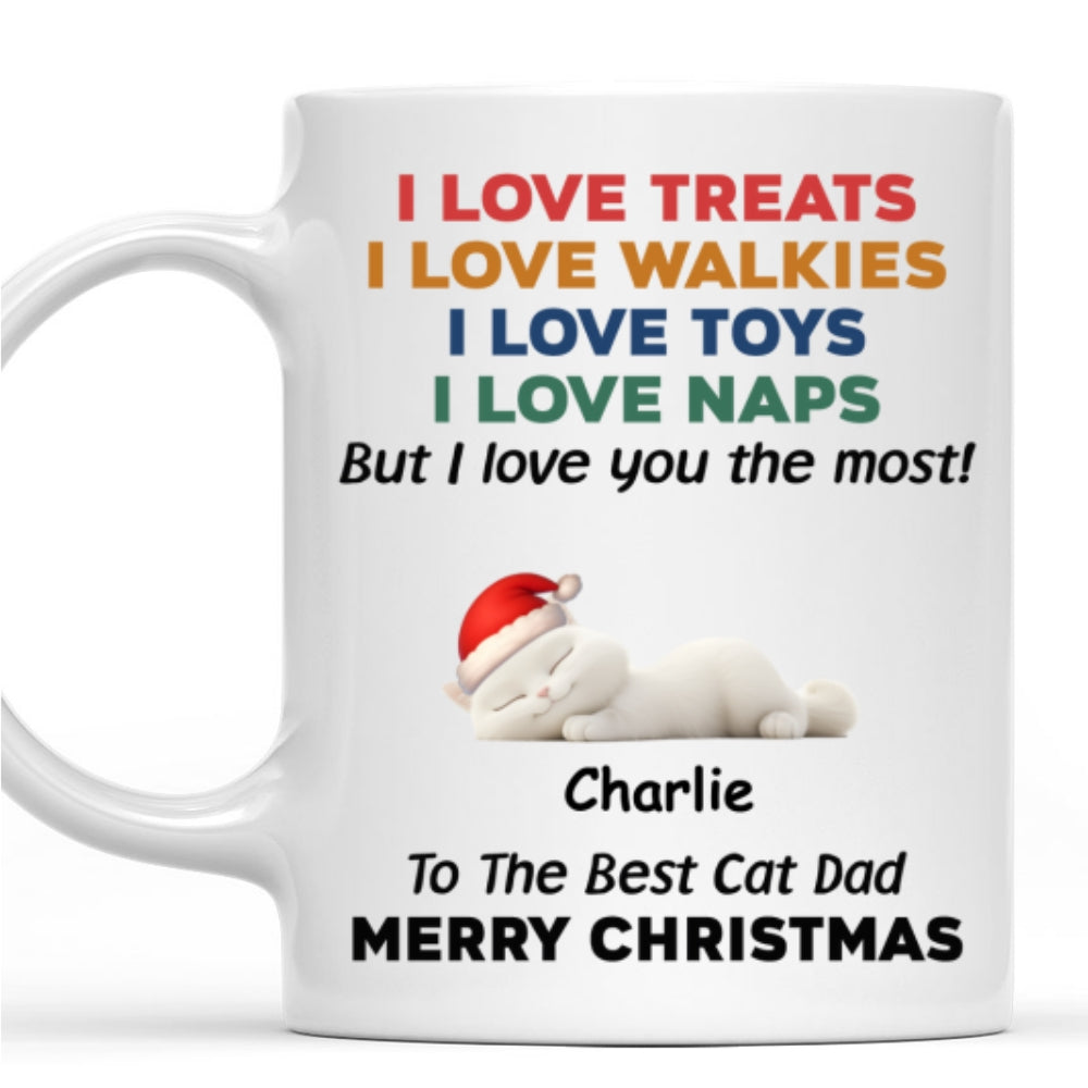 Custom Christmas Birthday Gifts For Cat Lovers • Cats Love You Snow Ver - Personalized Coffee Mug