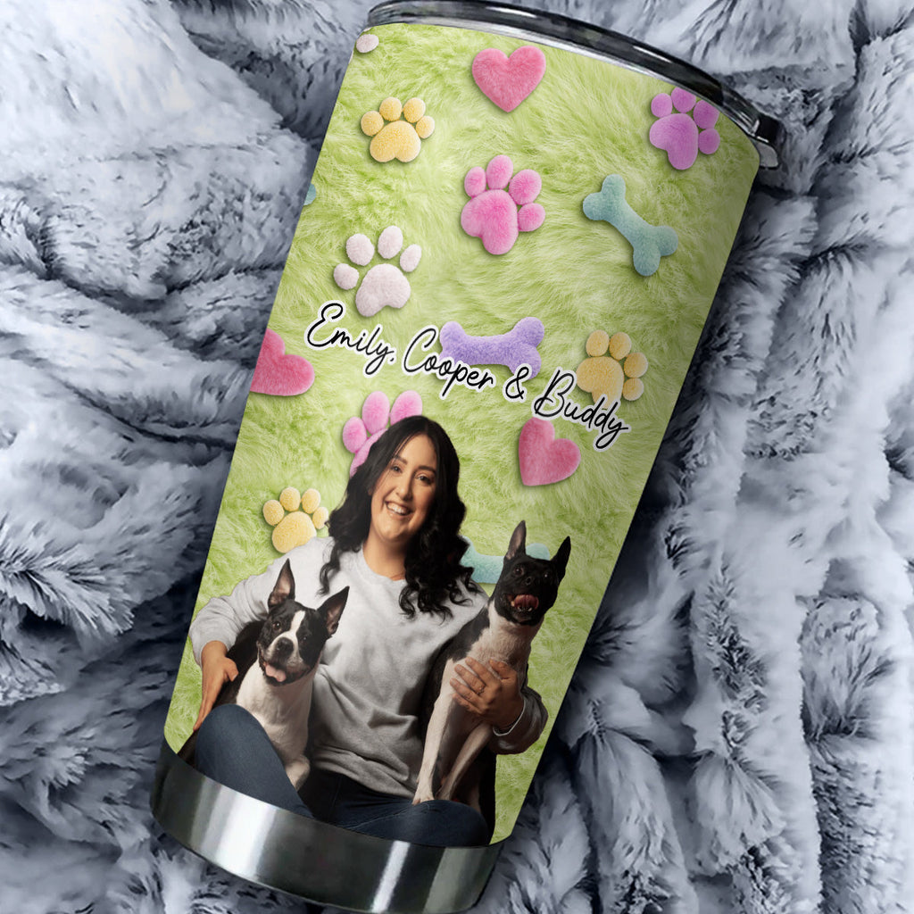 Custom Photo Christmas Birthday Gifts For Dog Mom, Dog Lovers • Dog Fur Photo - Personalized 3D Effect Tumbler