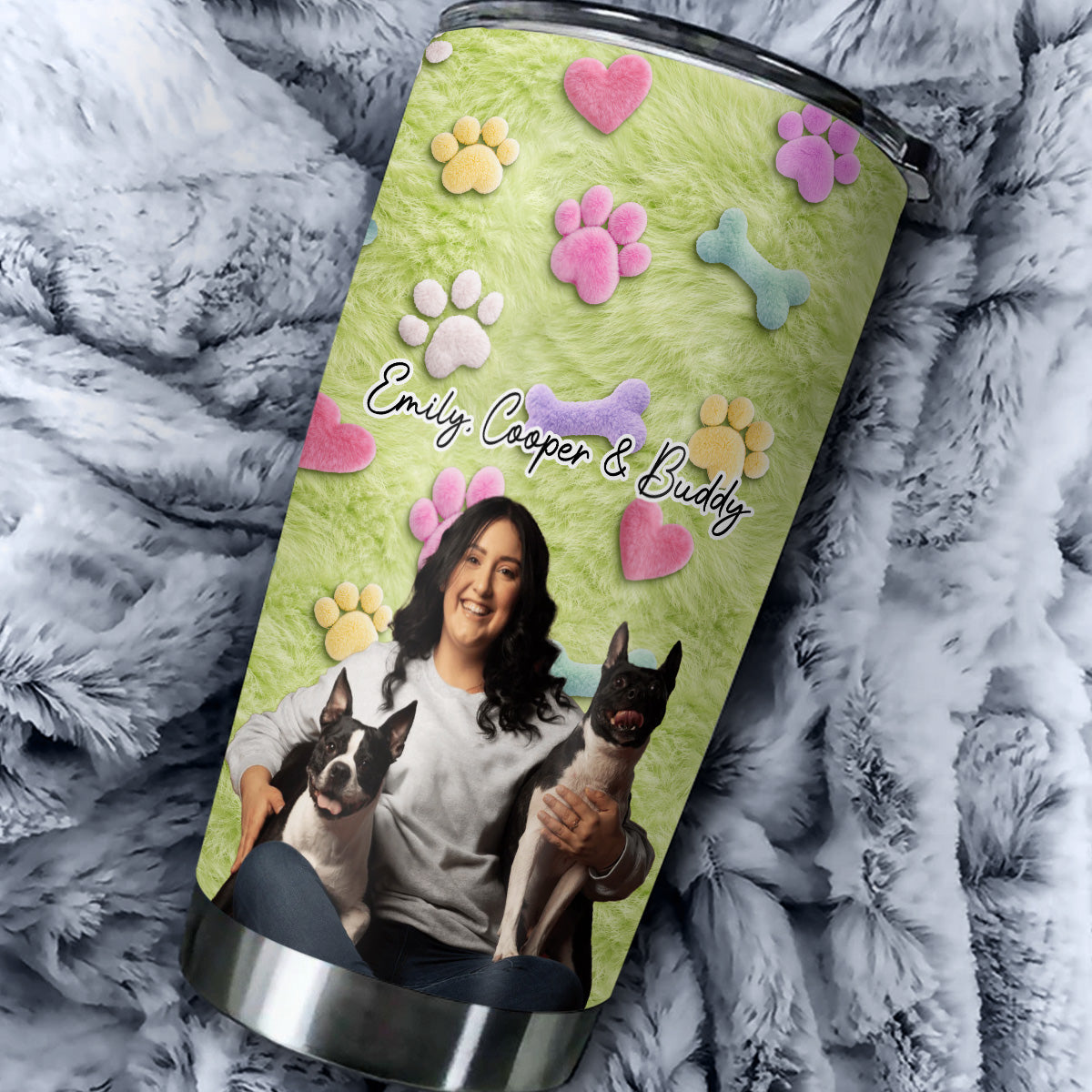 Custom Photo Christmas Birthday Gifts For Dog Mom, Dog Lovers • Dog Fur Photo - Personalized 3D Effect Tumbler