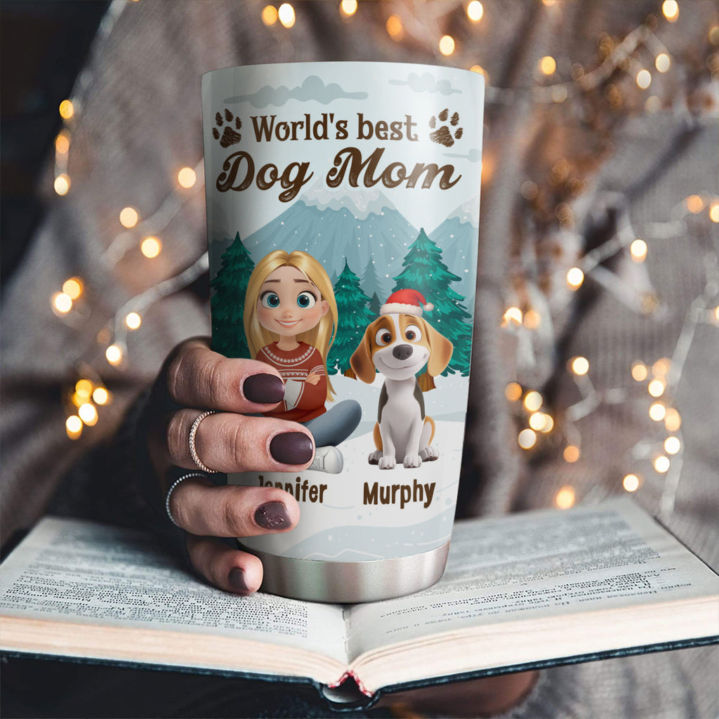 Custom Christmas Birthday Gifts For Dog Mom, Dog Lovers • Winter View From Dog Mom - Personalized Tumbler