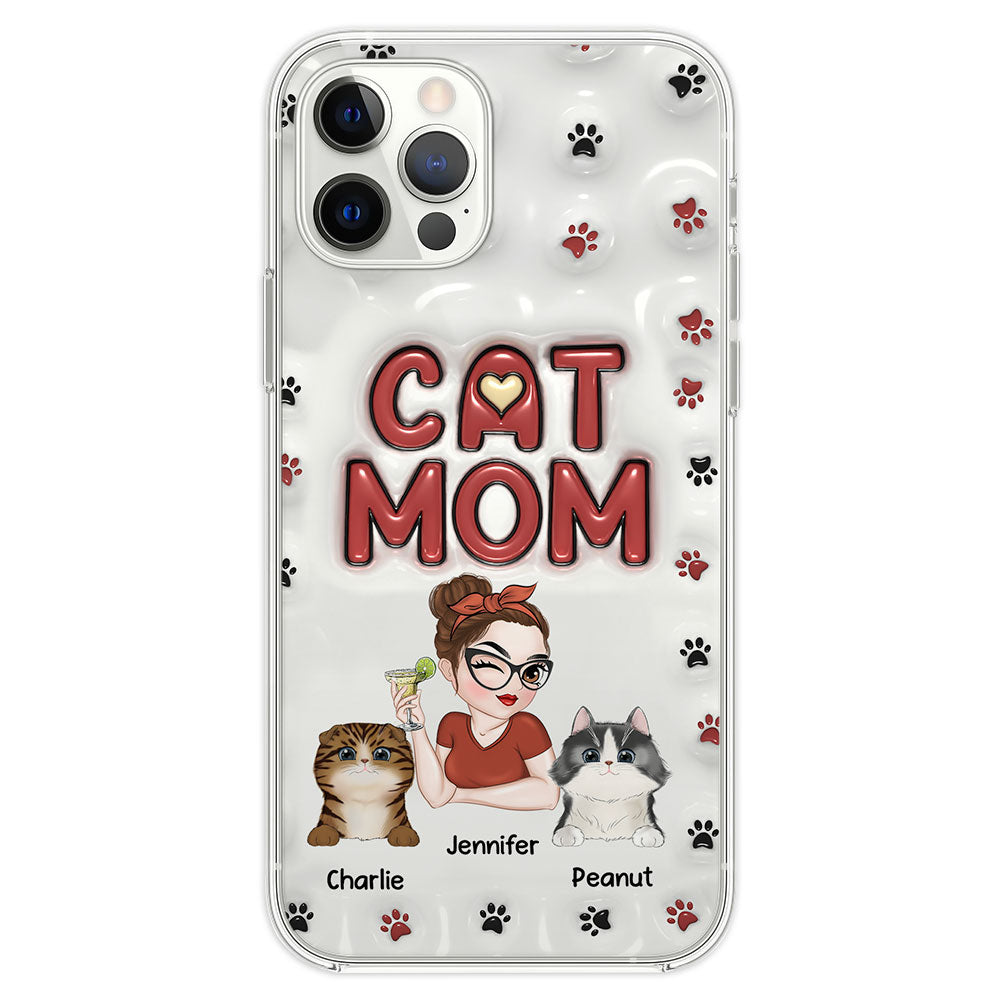 Lovely Cat Mom- Personalized 3D Inflated Effect Phone Case