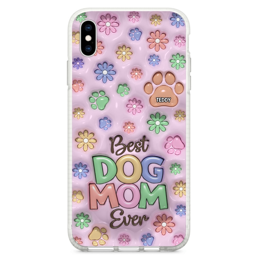 Dog Mom Flower And Paw - Personalized 3D Inflated Effect Phone Case