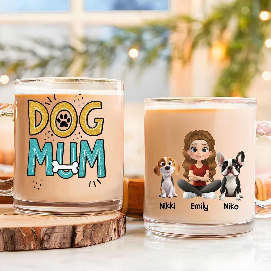 Custom Christmas Birthday Gifts For Dog Mom, Dog Lovers • The Dog Mom - Personalized Glass Mug