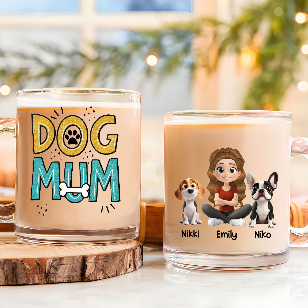 Custom Christmas Birthday Gifts For Dog Mom, Dog Lovers • The Dog Mom - Personalized Glass Mug