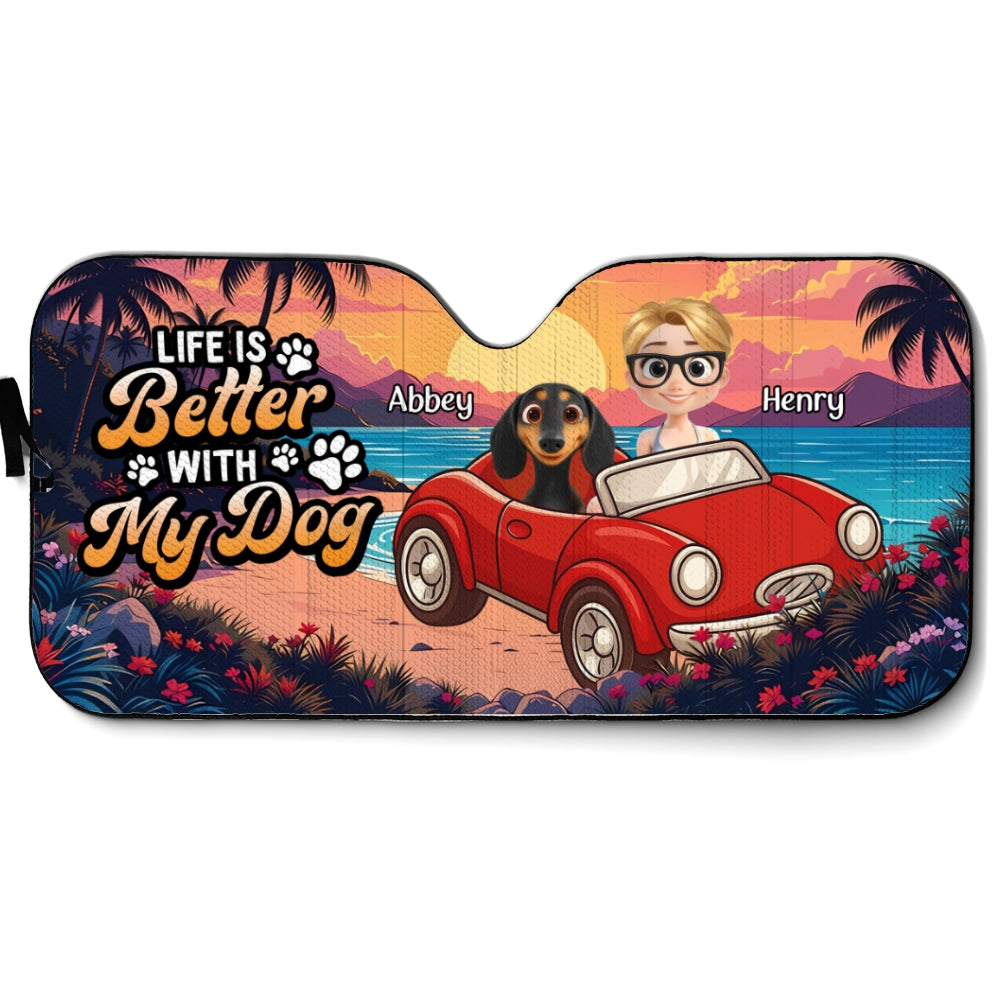 Custom Christmas Birthday Gifts Car Accessories for Dog Parents • Dog And Car - Personalized Car Sunshade
