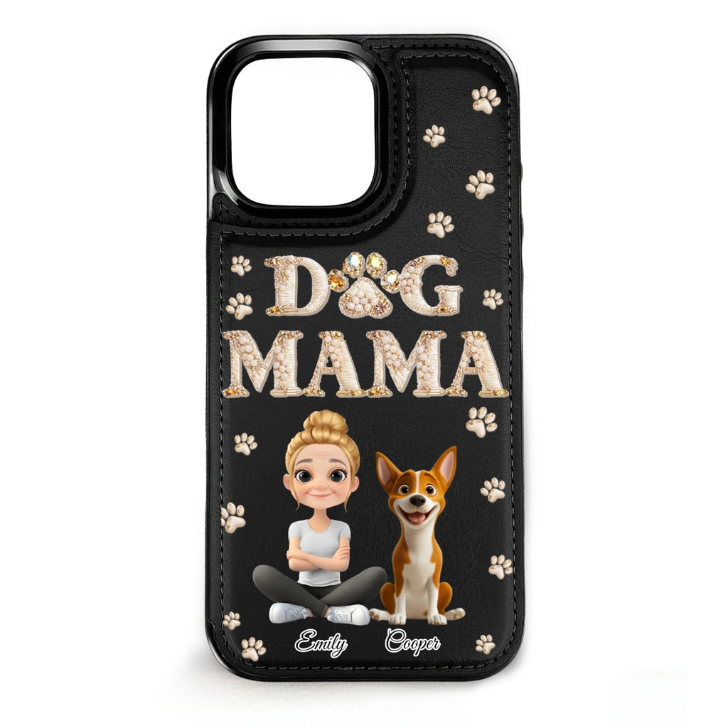Fancy Dog Mom - Personalized Leather Phone Case