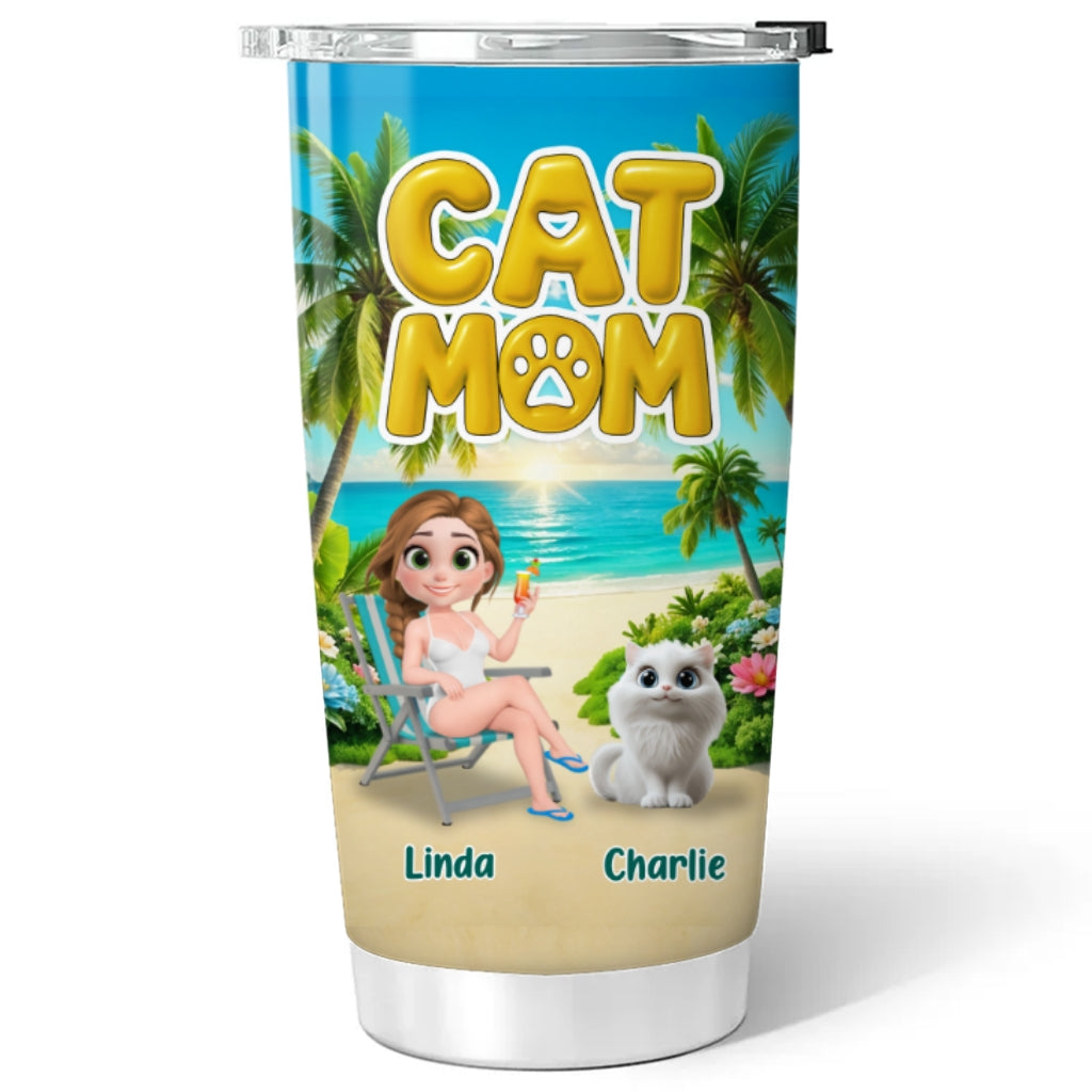 Custom Christmas Birthday Gifts For Pet Mom, Pet Lovers • Cat Mom Summer - Personalized Tumbler