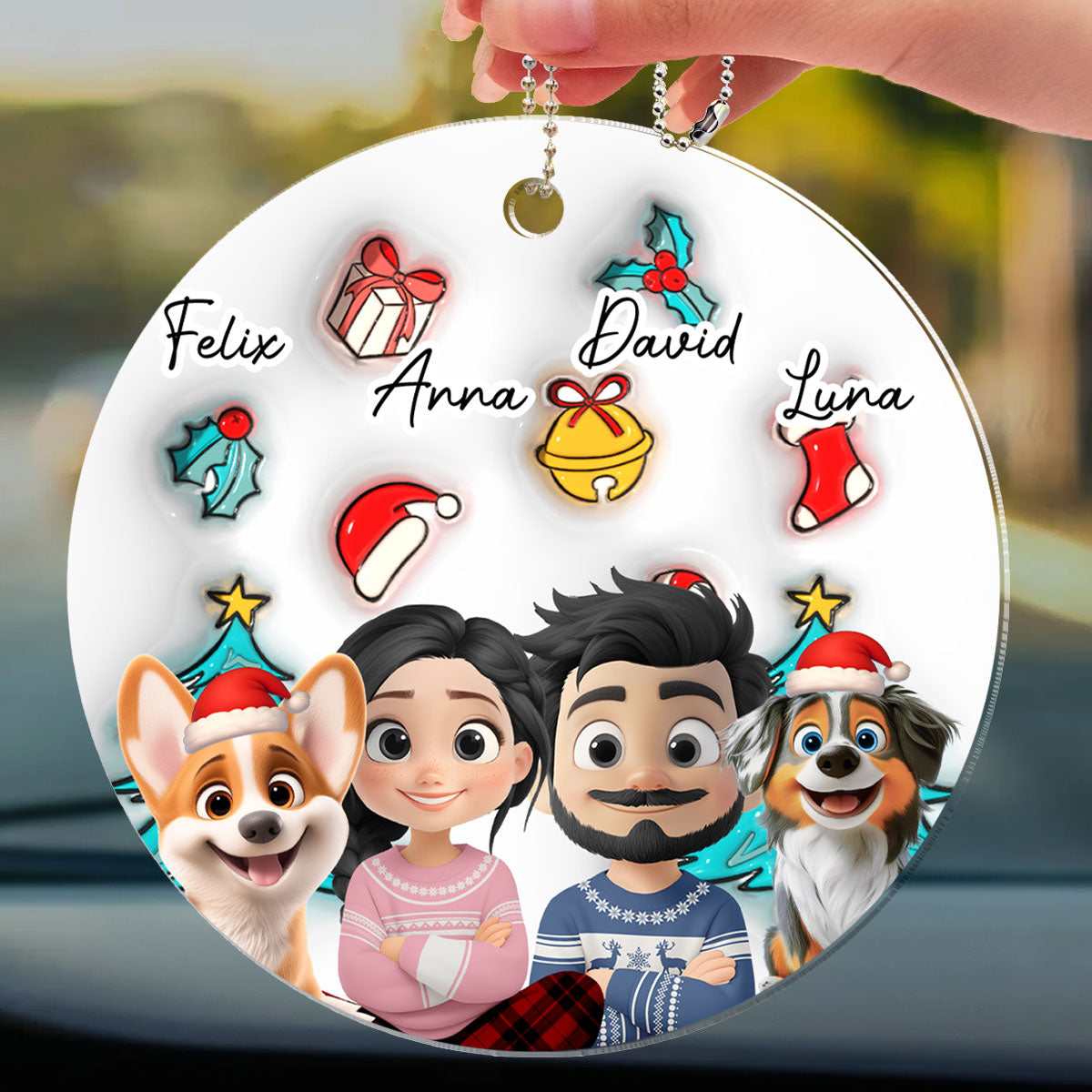 Santa Is Coming To Us - Personalized 3D Inflated Effect Car Ornament