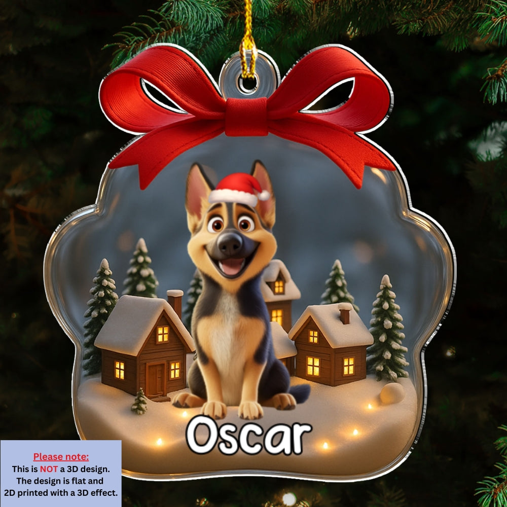 Custom Christmas Decor Home Birthday Gifts For Dog Lovers • Paw In Snow - Personalized Acrylic Ornament