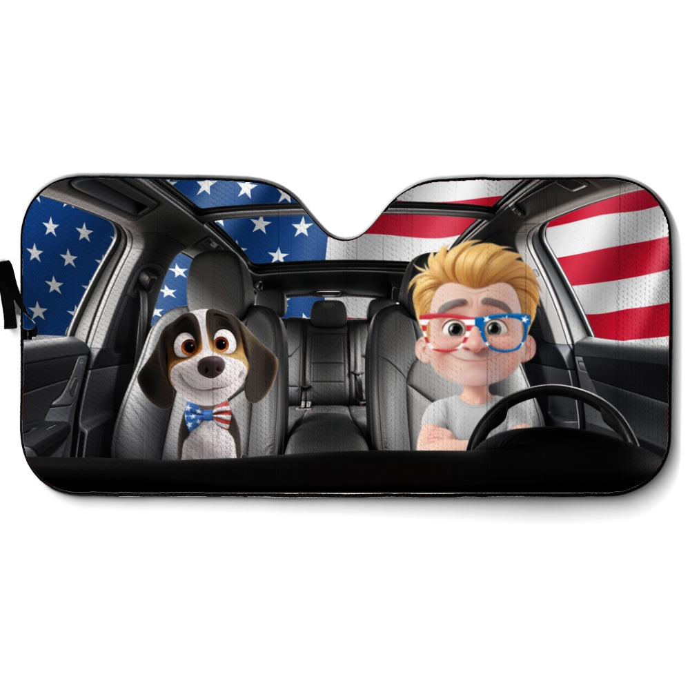 Custom Christmas Birthday Gifts Car Accessories for Dog Parents • American Dog - Personalized Car Sunshade